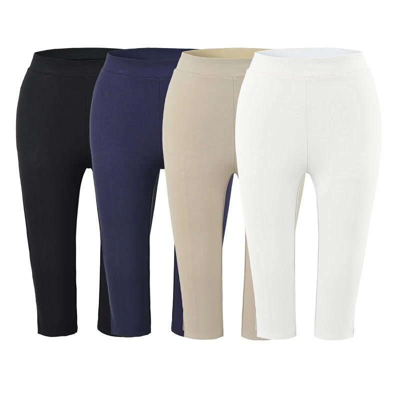 American-style hot girl high-waisted capri pants, stretchy cropped pants for women, summer slim-fit casual pants with side slits