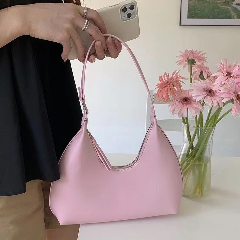 Bolsa de media luna de palo, bolso de nicho coreano de mujer, bolso de hombro de mujer, estilo de moda de alta calidad, bolso de brazo simple.