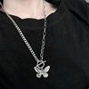 Metal necklace, chain, retro accessory for elementary school students, sweater hip-hop style