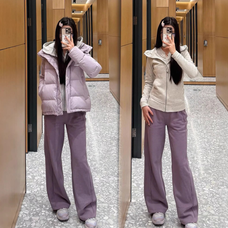Purple Drapey Narrow Wide-Leg Pants for Women 2026 New Straight-Leg Sweatpants Slimming Sports Pants