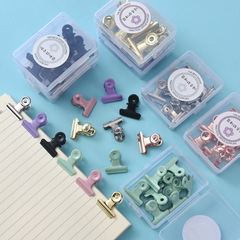 Macaron Color Round Clips with Instagram Style, Fresh and Clean PP Box, 8 Pieces Set, Pink, Green, Purple, Rose Gold, Black