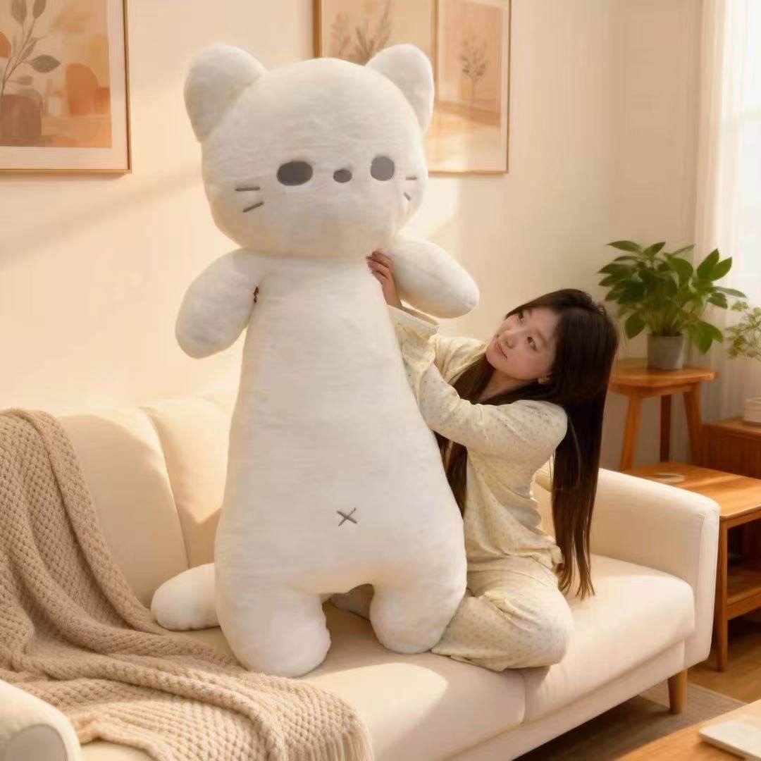 Cross-border cute long cat pillow plush toy doll, a magical item for hugging between legs in bed, cat doll, cross-border wholesale