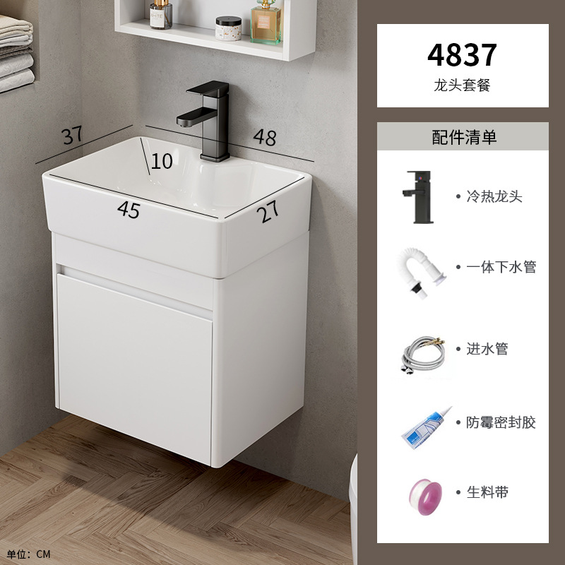 Espacio de aluminio gabinete de baño apartamento pequeño tipo de casa de alquiler cerámica en un lavabo lavabo lavabo esquina redondeada