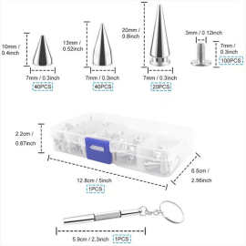现货  供跨境盒装 朋克钉子弹头铆钉+双用螺丝刀工具皮衣包包铆钉