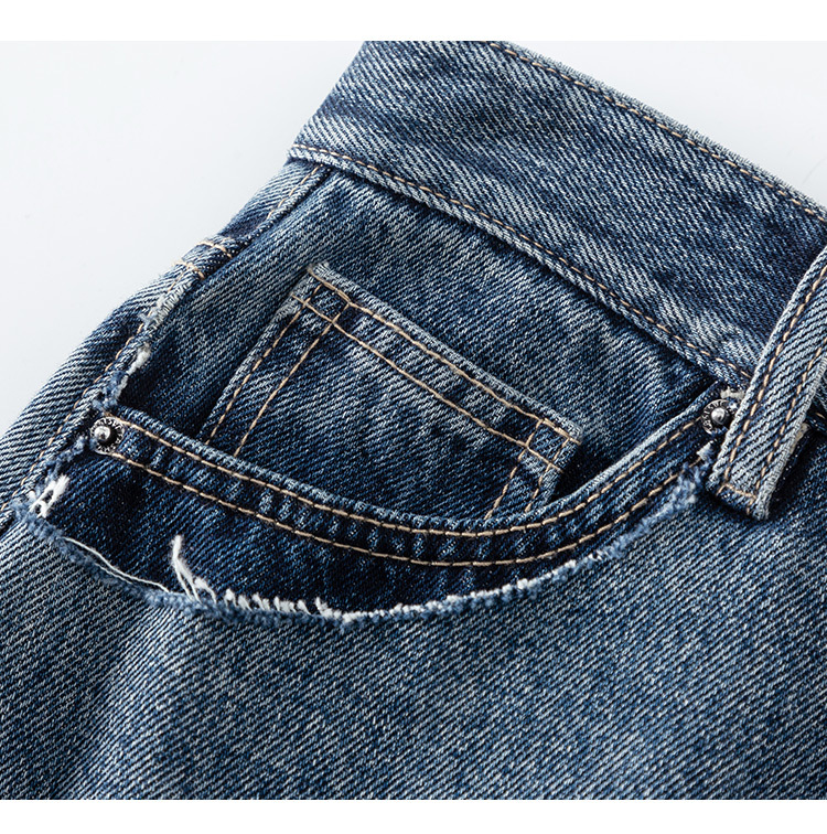 Chân váy denim lưng cao nữ dáng A xẻ tà — Màu xanh lam nhạt chi tiết 13