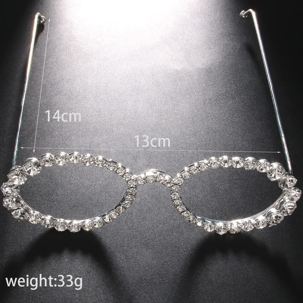 Rhinestones Inlay Material Glasses Classification Geometric Eye Glasses Rhinestones Women's Glam Novelty Glasses