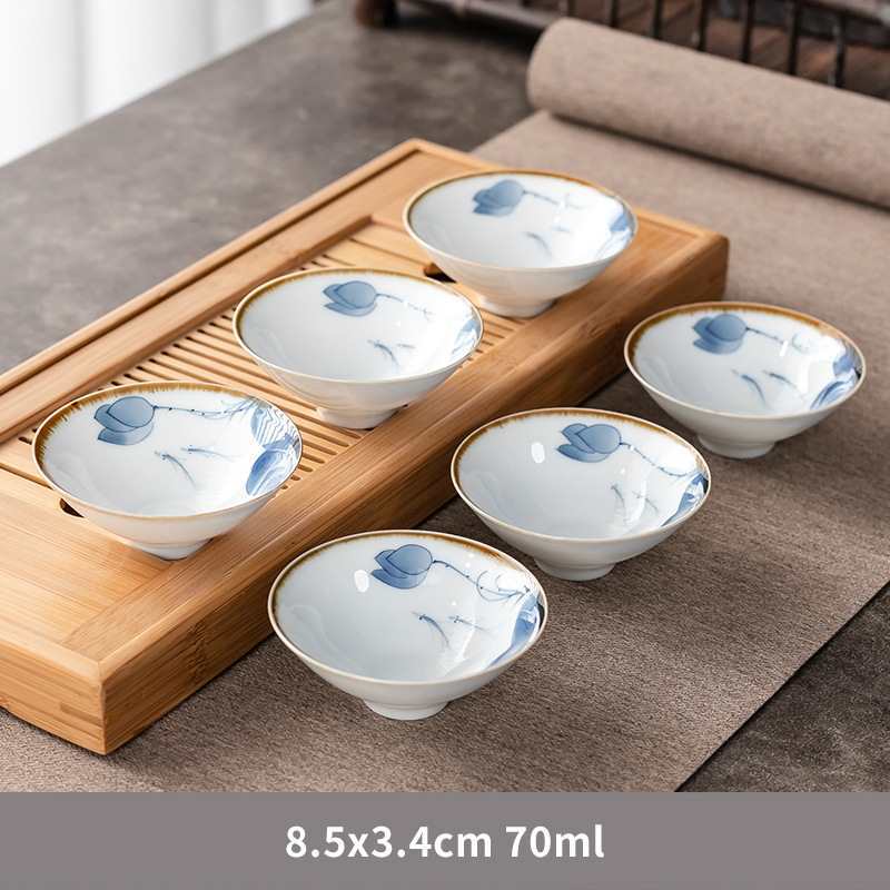 손으로 그린 준 가마 버킷 컵-Lancai 연꽃 봉오리 6 팩