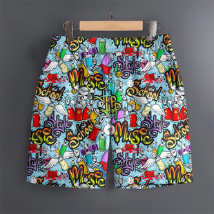 2025 Men's Hawaiian 3D Comic Pattern Beach Pants Quick-Drying Outdoor Casual Sports Pants Fashion Shorts Men's
