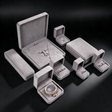圆角jewelry盒绒布首饰盒戒指盒项链吊坠手镯盒耳钉盒首饰包装盒