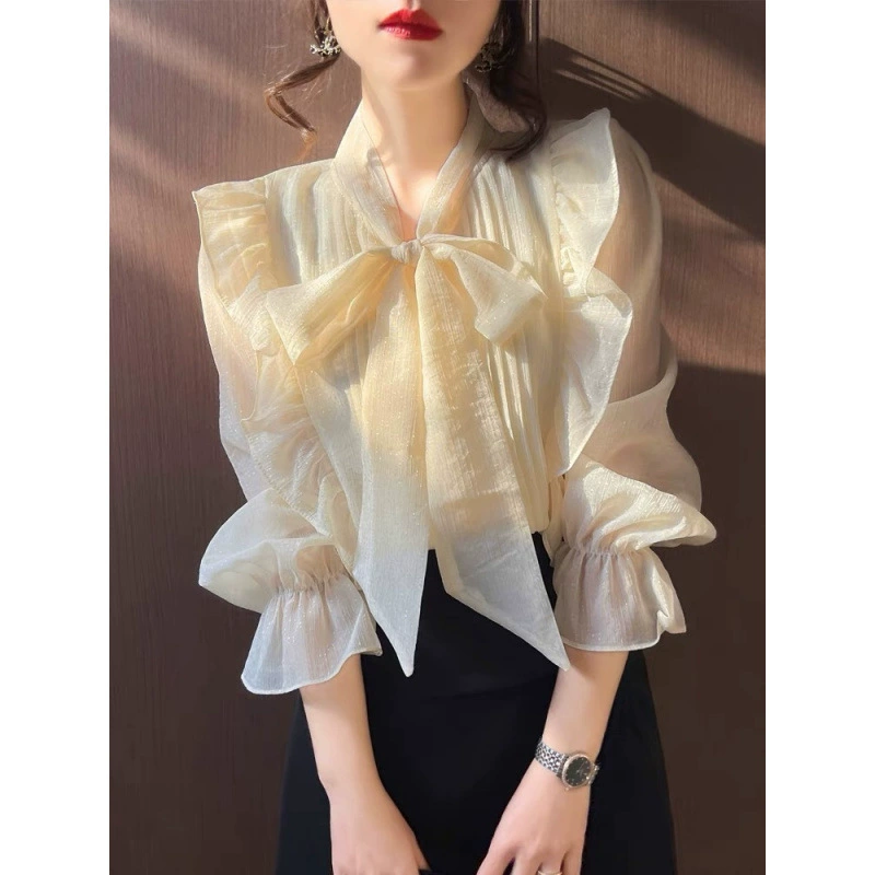 Осенняя милая шифоновая рубашка, стиль Chanel, для подростков