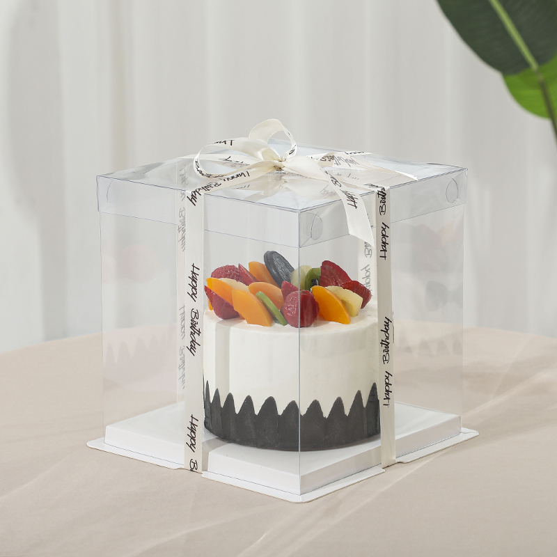 Caja de embalaje de pastel de cumpleaños transparente 4 pulgadas 6 pulgadas 8 pulgadas 10 pulgadas 12 pulgadas caja de embalaje de pastel cuadrado de doble capa