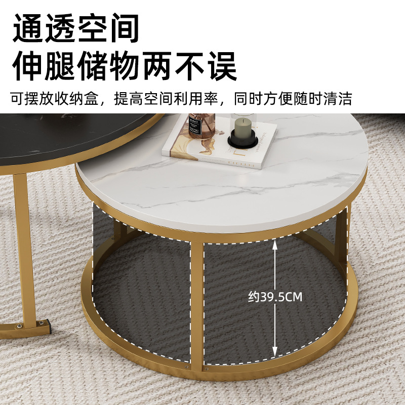 Mesa de té sala de estar pequeña casa de lujo ligera combinación retráctil sofá lado de salón balcón simple mesa redonda