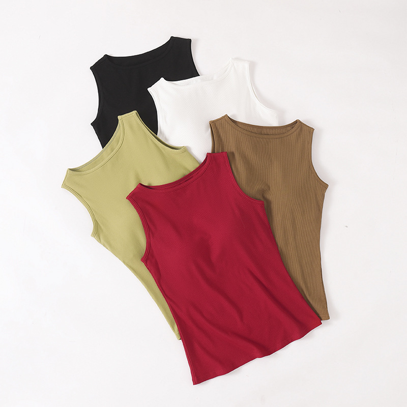 2025 Summer New Women's Rib Cotton Sling Shirt Outer Wear Inner Sleeveless Vest