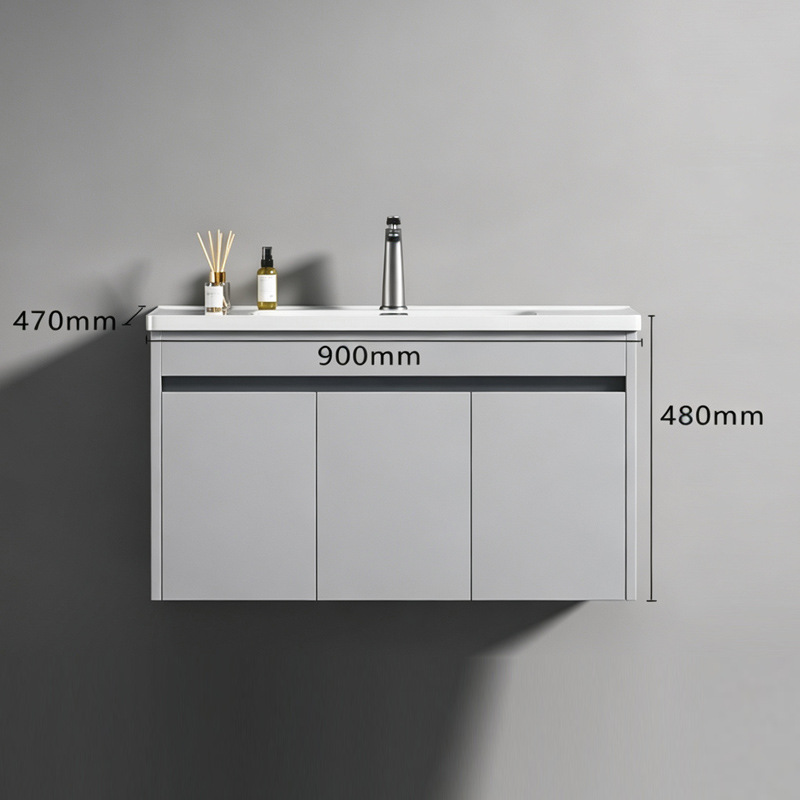Mueble de Baño con Lavabo de Acero Inoxidable y Cerámica, Desempañado Inteligente, Suspendido de Pared, para Baño image 13