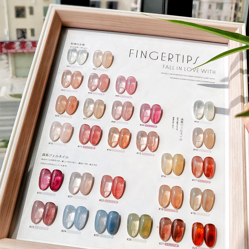 Ice through nail polish wholesale 2022 new summer fashion color set jelly Jade cream milkshake 28 colors