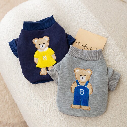 23 New Cat Clothes Cute Bear Round Neck Two-Legged Sweatshirt Blue Cat Kitten Pet Dog Cat Clothing