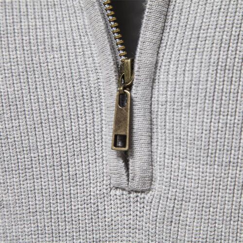 Autumn/Winter New Men's EU Code Cross-border Knit Sweater Men's Long Sleeve Half Zip Collar Plain Color Versatile Casual Fashion Sweater