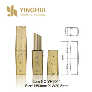 Spray-Plated Brushed Asymmetrical Gold Square Oblique Mouth Magnetic Lipstick Tube Cosmetic Packaging Material