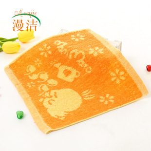 Cotton absorbent wash face small square 25*25 children's cartoon jacquard hand towel kindergarten gift wholesale