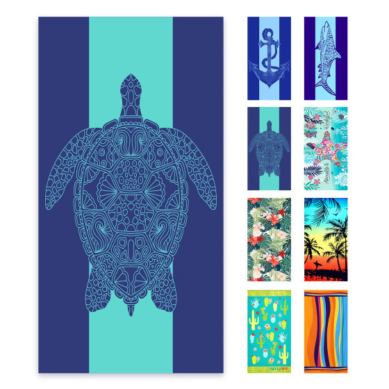 Microfiber beach towel absorbent quick-drying large towel foreign trade reactive printing swimming changing large bath towel wholesale