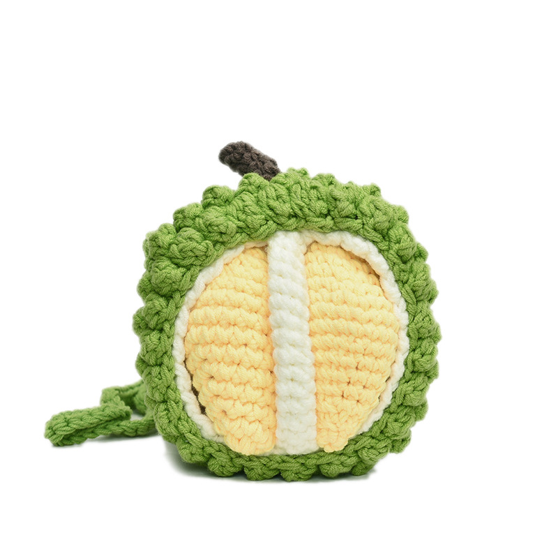 Hombre y mujer ganchillo tejido a mano bolso de hombro Durian muñeca bolso de mochila infantil lindo mini bolso
