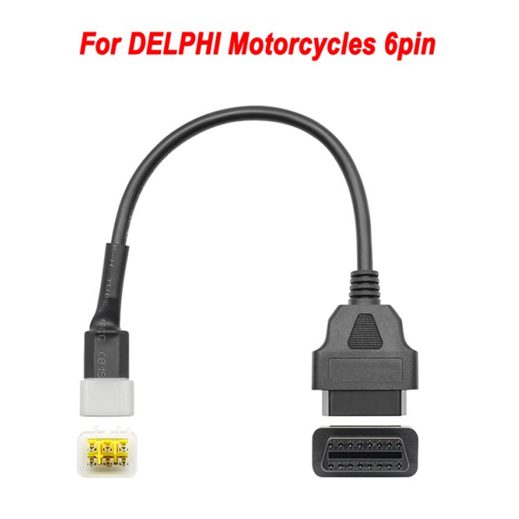 Delphi 6pin to OBD2 16pin 德尔福6针摩托车机车转换转接线