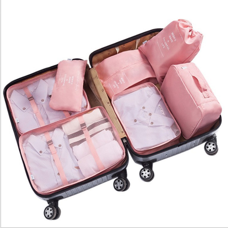 Nuevo viaje bolsa de almacenamiento de gran capacidad equipaje ropa clasificación organización bolsa viaje traje bolsa de almacenamiento de siete piezas