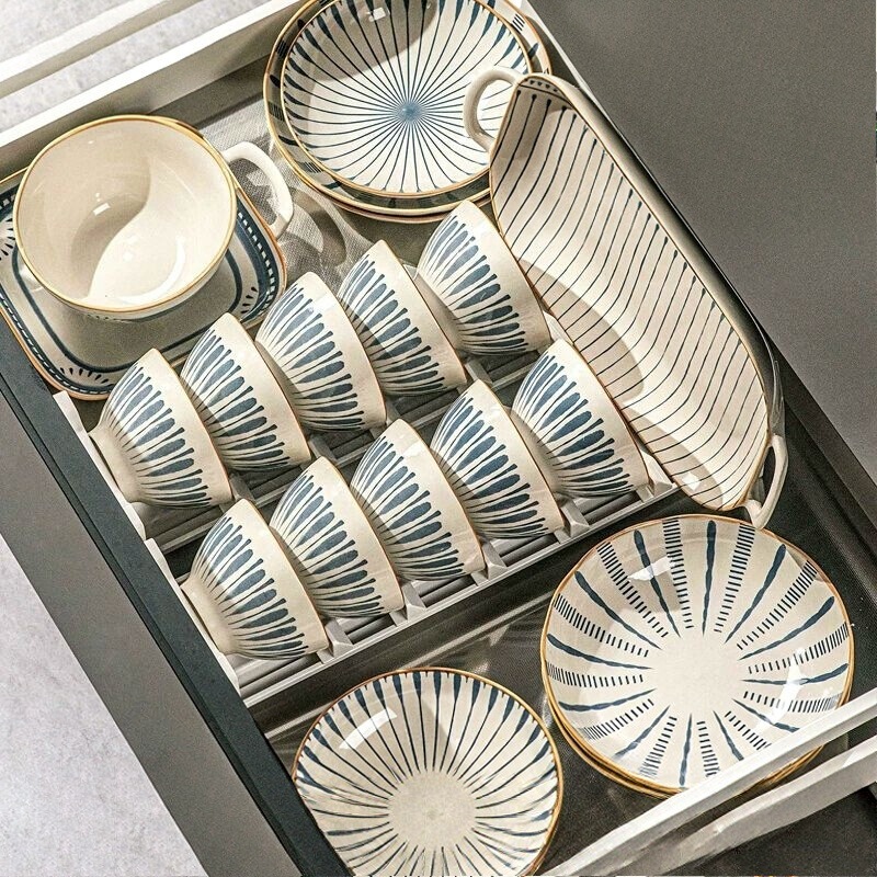 Underglaze Color Dinnerware Set 2026 New Model High Aesthetic Bowls and Plates for Home Use Jingdezhen Ceramic Bowls, Chopsticks, and Plates Housewarming Gift