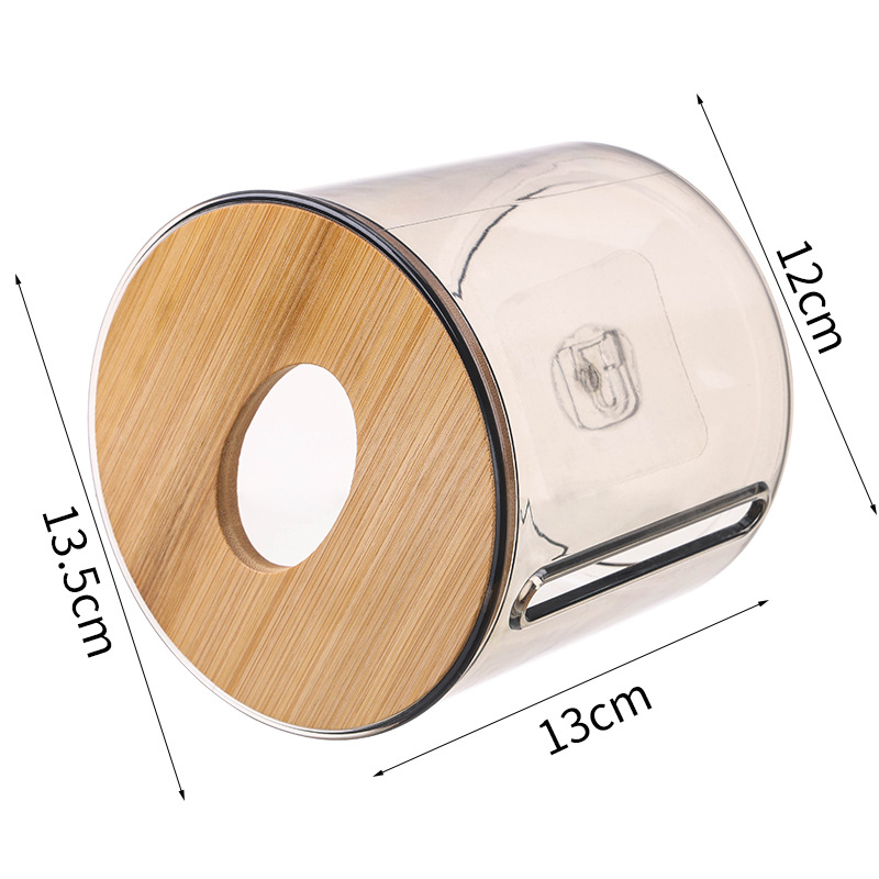 Creativo redondo de plástico caja de almacenamiento de tejido caja de tejido doméstico cubierta de bambú Hotel montado en la pared titular de tejido higiénico