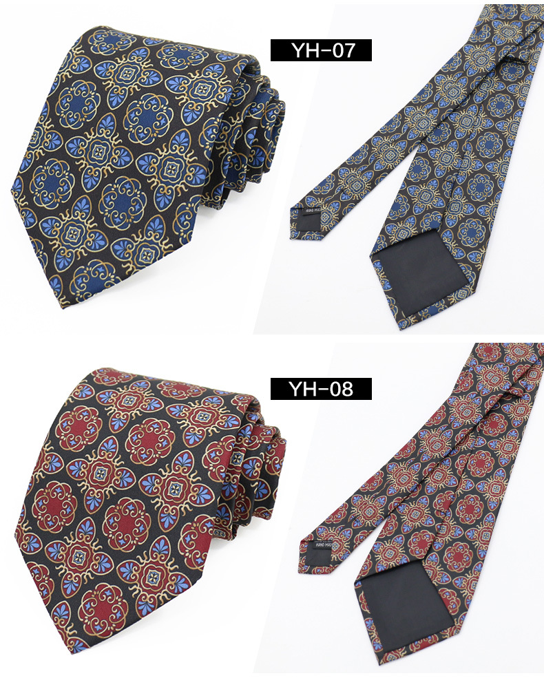 Muška vintage kravata. Moderna poslovna svečana kravata s keper printom s cvjetnim uzorkom_voghion.com