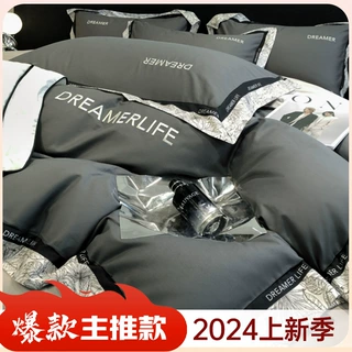 高级感轻奢全棉刺绣四件套2024新款100纯棉床笠床单被套床上用品4