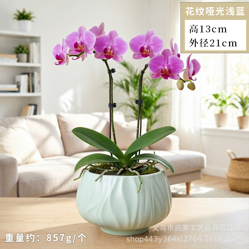 Cerámica orquídea mariposa maceta especial ins crema viento alto sentido decoración del hogar verde cerámica maceta grande image 22