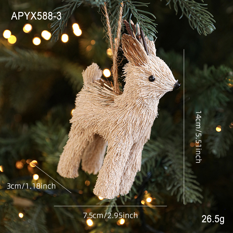 Paja trenzada seda algodón alce colgante muñeca muñeca ventana árbol de Navidad decoración de mesa decoración de Navidad