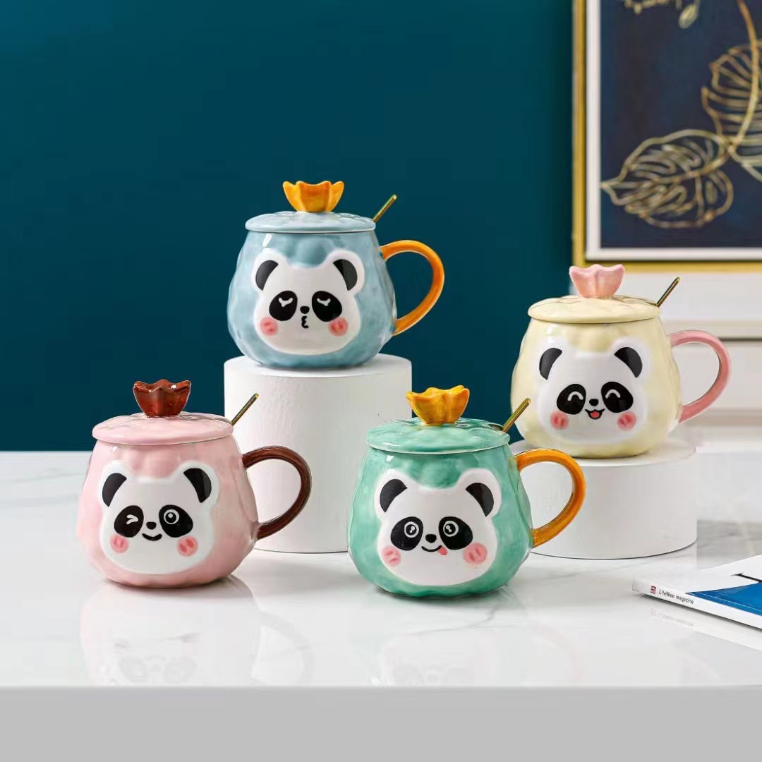 Creativa Corona de cerámica taza linda chica pareja Taza agua pintada a mano dibujos animados práctico regalo al por mayor