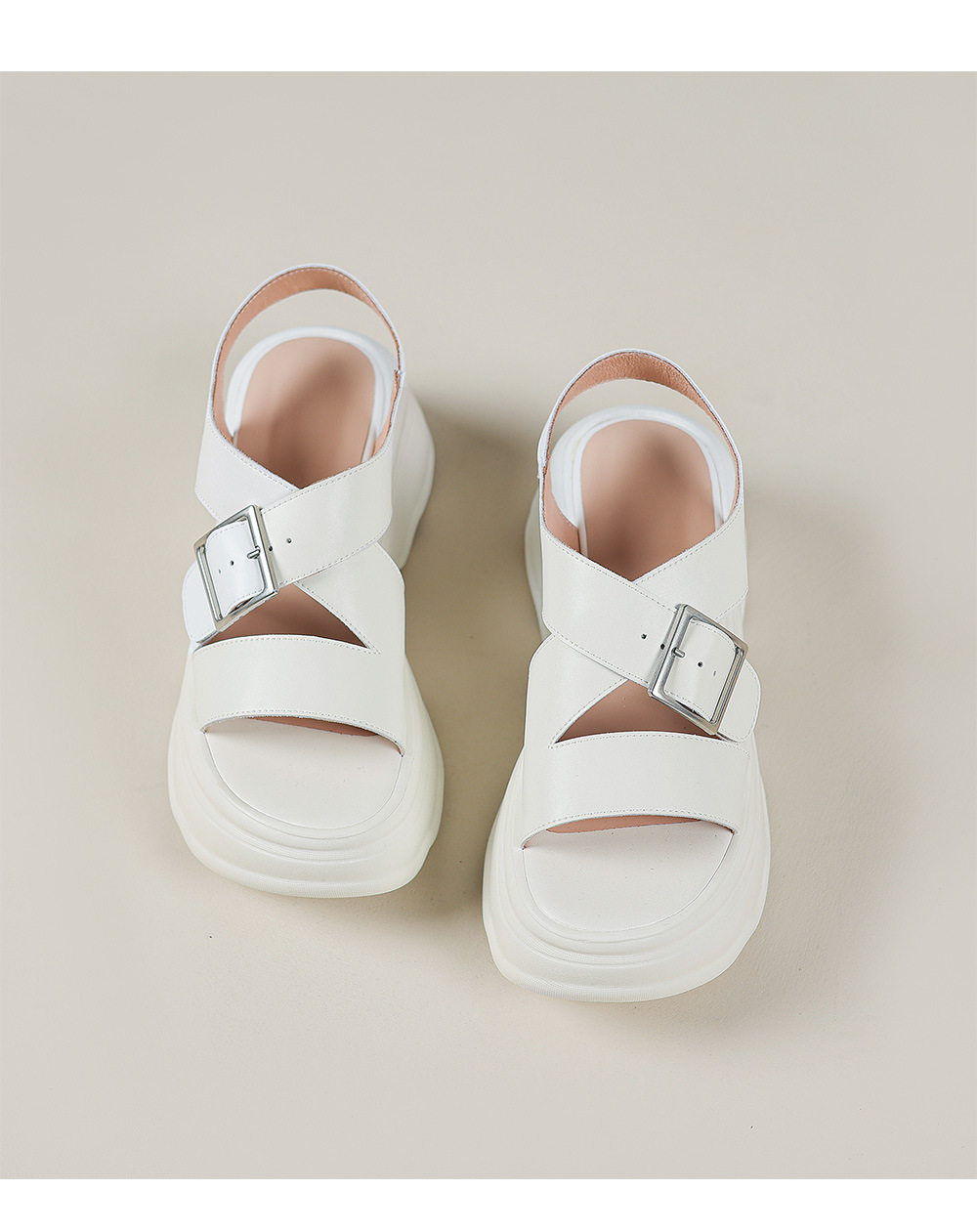 Sandal nữ đế dày quai chéo khóa thắt lưng, hở ngón phong cách La Mã, gót cao 7 cm — Màu đen chi tiết 15