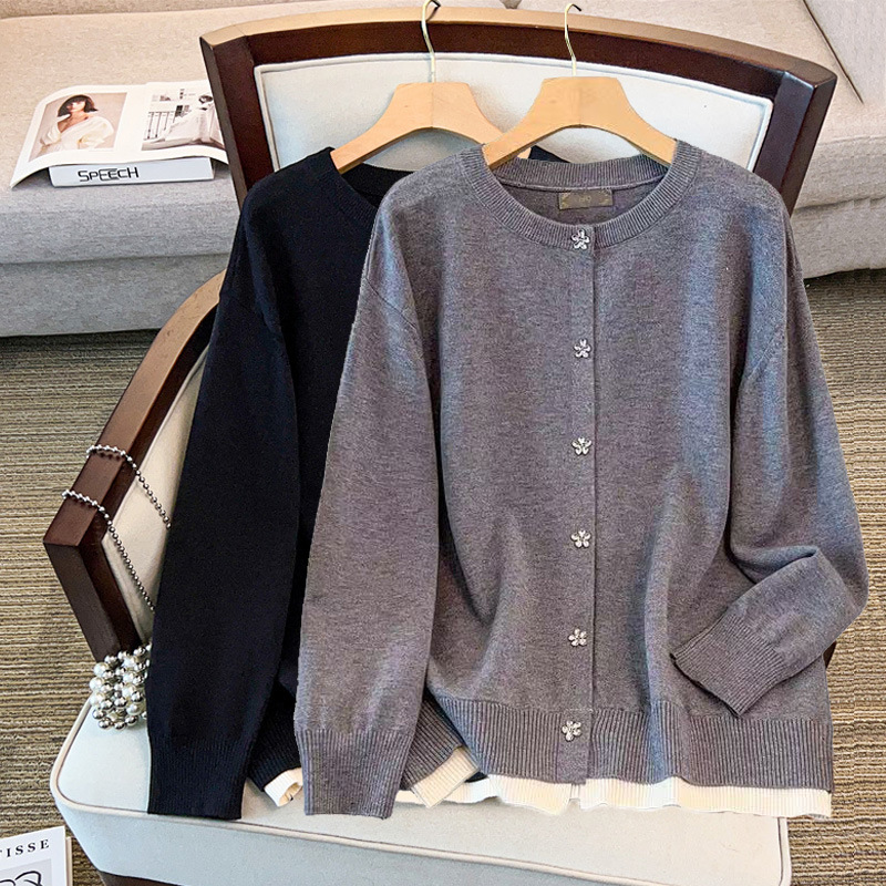 200/ 150kg Plus size women's clothing for plus-size ladies, bust size 150/160, loose cardigan knit 175kg -8033
