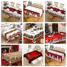 跨境TEMU圣诞新款热卖餐桌布数码印花源头工厂免费贴标JIT代发