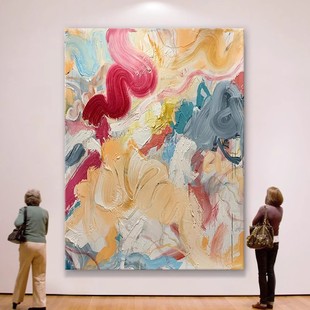 Hand-painted oil painting color texture hallway decorative painting modern minimalist living room sofa background wall large abstract hanging painting