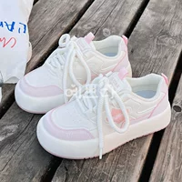Маленькие белые туфли Pink Star для женщин с юбками, туфли-фуфу, демонстрирующие ноги, туфли с маленьким большим пальцем, модные кроссовки с круглым носком на толстой подошве.