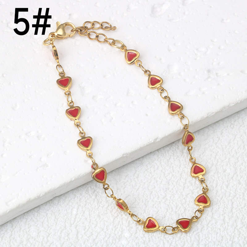 Heart Shape Pattern Ion Plating (IP) 18K Gold Plated Heart Shape 304 Stainless Steel Simple Style Waterproof Non Tarnish 304 Stainless Steel Bracelets