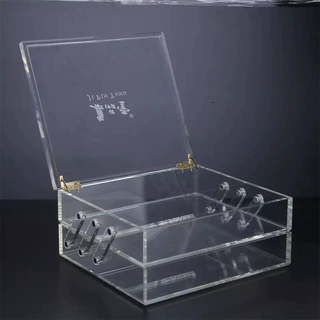亚克力立方体盒 双层翻盖铰链叠加收纳盒透明亚克力收纳礼品盒子