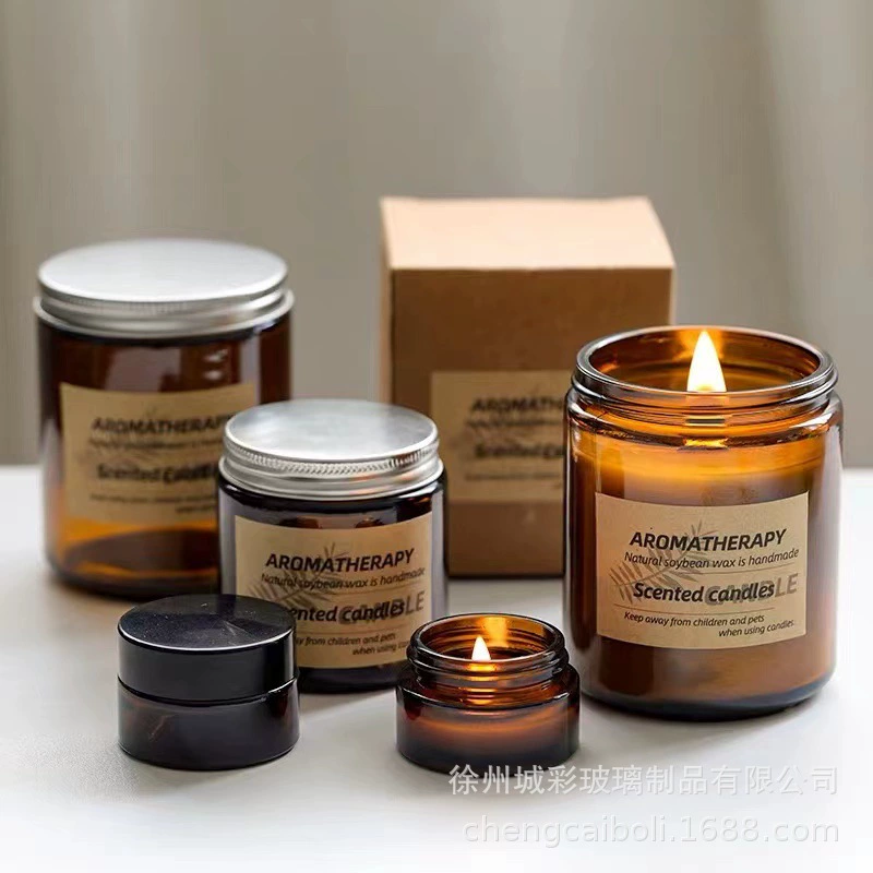 Стеклянная бутылка для ароматерапии 100 мл коричневого цвета, пустая баночка для свечи, зеленая банка для свечи 250 мл, матовый подсвечник.