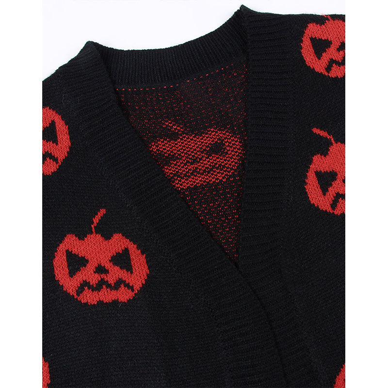 Women's Gender Wholesale Women's Casual Streetwear Halloween Pattern Long Sleeve Jacquard Sweaters & Cardigans