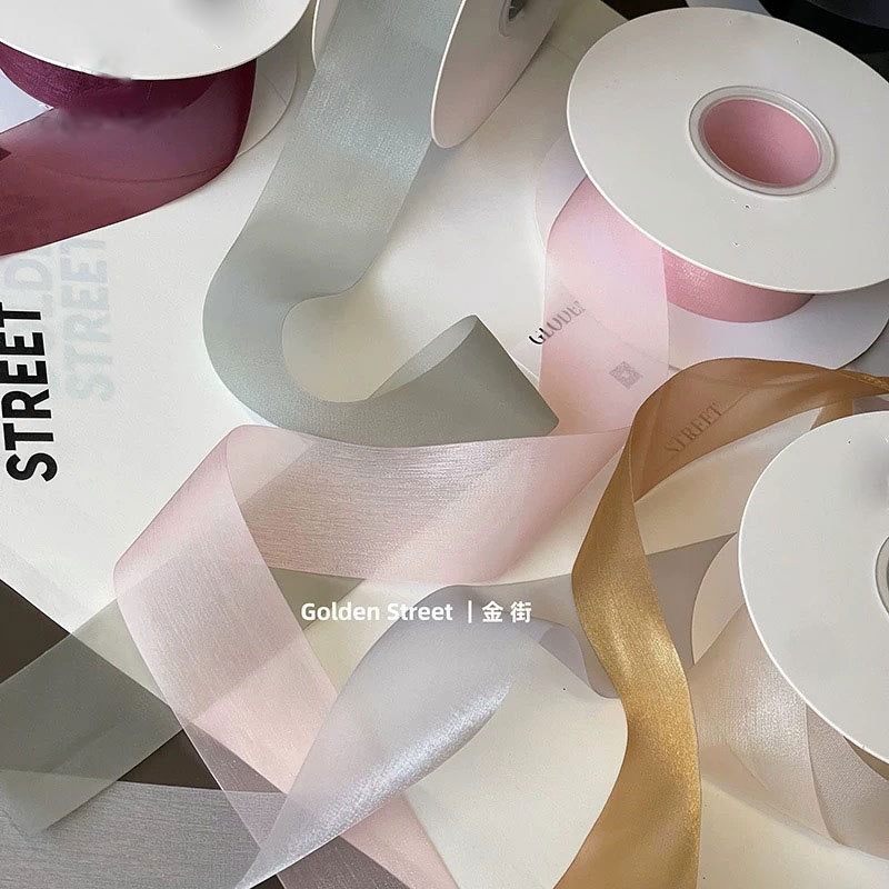 Inventario de 4cm seda de leche cinta de nieve de alta sensibilidad cinta de cabello DIY accesorios flores regalo ramo de flores cinta de flores