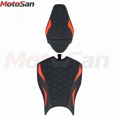 seat cover, modified soft front and | Motorcycle cushion - front-rear-seat-cushions-honeycomb-design-red-original-seat-height