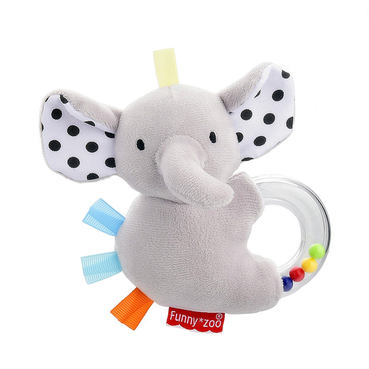 Funnyzoo Anillo de manivela animal Sonajero de mano recién nacido Anillo de mano 0-1 Muñeca calmante Juguete de bebé