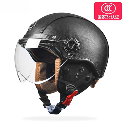 motorcycle helmet, Motosiklet dəbilqələri - one-size-fits-all-leather-black-removable-ear-protection-class-a-harley-short-mirror