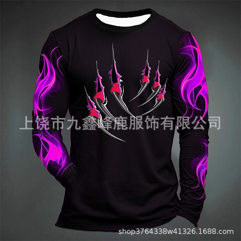 Dropshipping 2026 Halloween Ghost Tiger Pattern Retro Design Long Sleeve T-shirt for Casual Outdoor Daily Wear in Autumn and Winter Dropshipping 2026 Halloween Ghost Tiger Pattern Retro Design Long Sleeve T-shirt for Casual Outdoor Daily Wear in Autumn and Winter