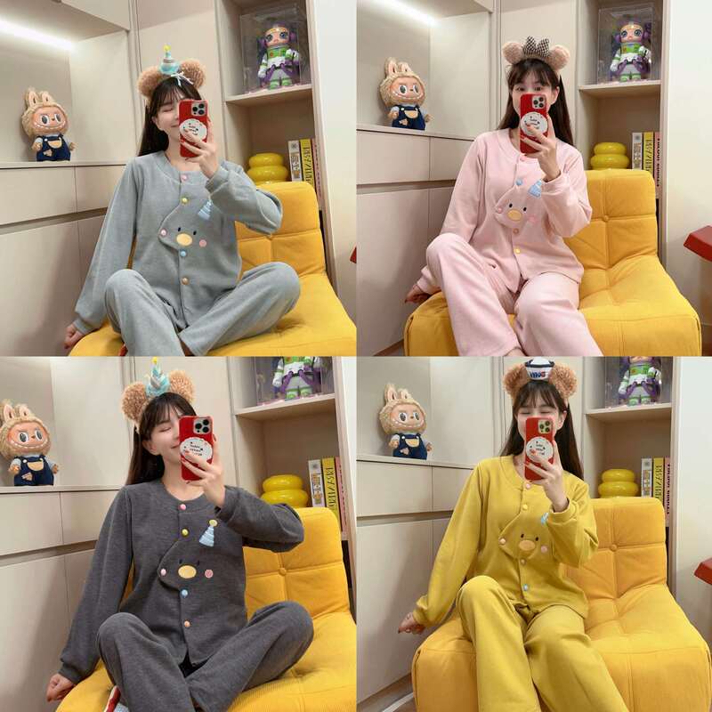 Cute Cartoon-Style Cashmere Pajamas for Girls, 2025 Winter New Thickened Long-Sleeved Loungewear Set, Plus Size Cute Cartoon-Style Cashmere Pajamas for Girls, 2025 Winter New Thickened Long-Sleeved Loungewear Set, Plus Size