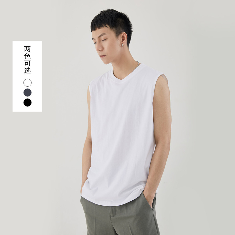 Yiji Men's Simple Basic Sleeveless Bottoming Shirt 2024 Summer New Solid Color Cotton Men's Vest Wholesale
